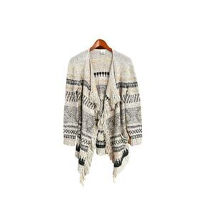 Cabi Cardigan Size XXS Style 3701 Shetland Fringe Drape Front Oversized Western